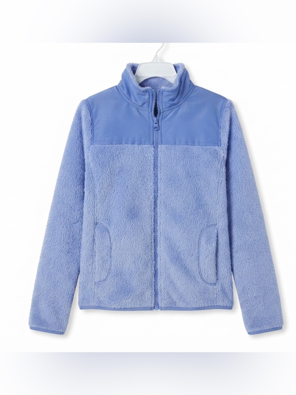Me Jane Girls Blue Faux Fur Sherpa Fleece Full Zip Jacket Size 10